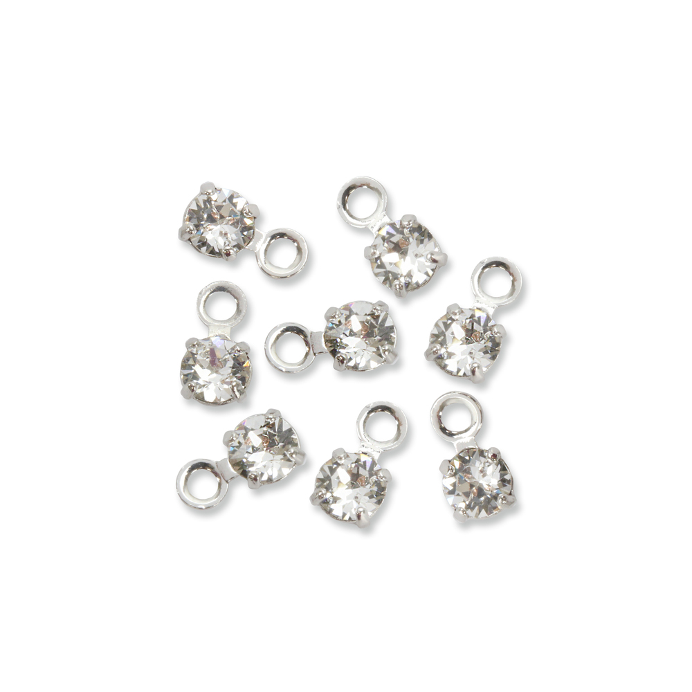 Beads & Swarovski Crystals Swarovski 3mm Round Crystal Charm (Diamond - APRIL), Pack of 8